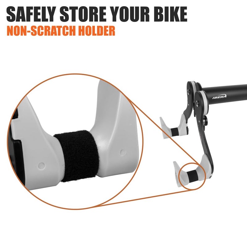Ibera Horizontal Wall Mount Hanger, Indoor Bicycle Hook Holder Storage Rack for Home or Garage, 45 Degree Adjustable Angle to Keep Bike Level - Image 5